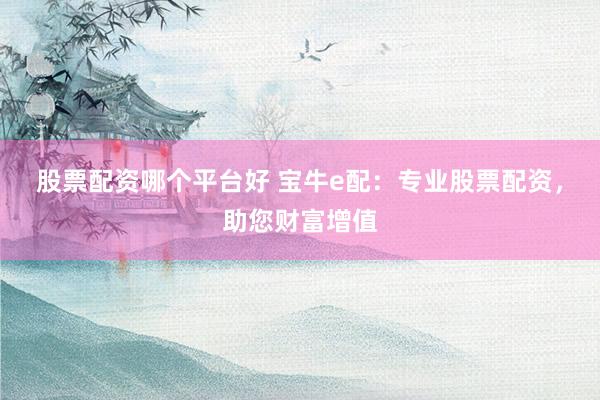 股票配资哪个平台好 宝牛e配：专业股票配资，助您财富增值