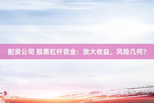 配资公司 股票杠杆资金：放大收益，风险几何？