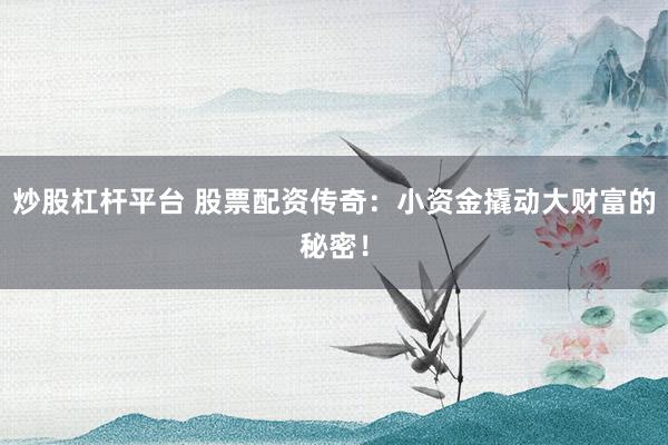 炒股杠杆平台 股票配资传奇：小资金撬动大财富的秘密！