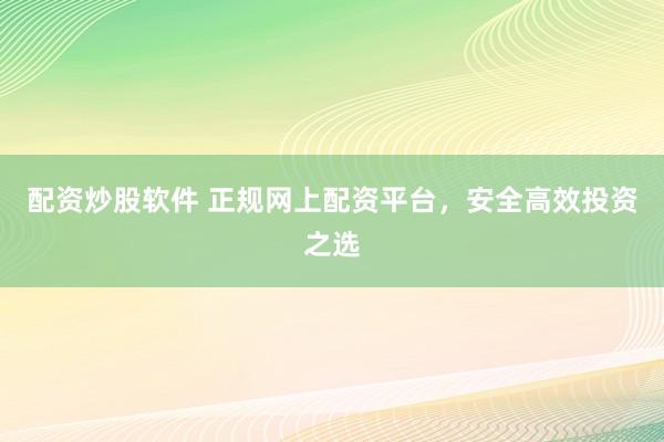配资炒股软件 正规网上配资平台，安全高效投资之选