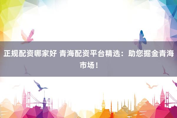正规配资哪家好 青海配资平台精选：助您掘金青海市场！