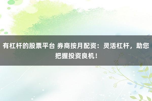 有杠杆的股票平台 券商按月配资：灵活杠杆，助您把握投资良机！
