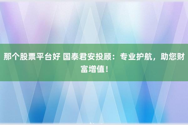 那个股票平台好 国泰君安投顾：专业护航，助您财富增值！
