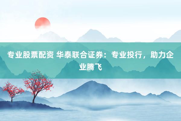 专业股票配资 华泰联合证券：专业投行，助力企业腾飞