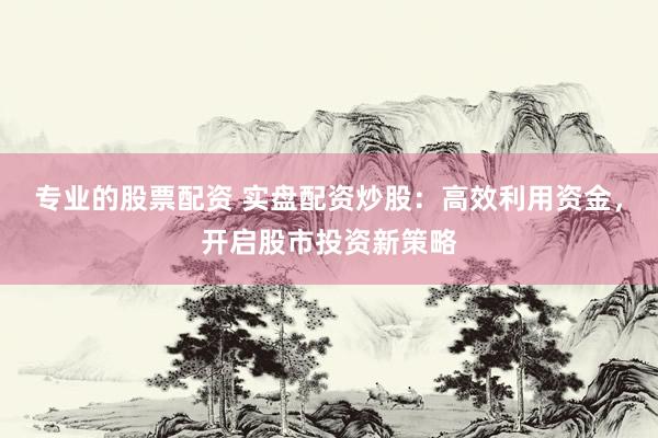 专业的股票配资 实盘配资炒股：高效利用资金，开启股市投资新策略