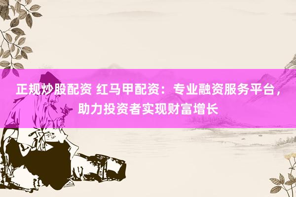 正规炒股配资 红马甲配资：专业融资服务平台，助力投资者实现财富增长