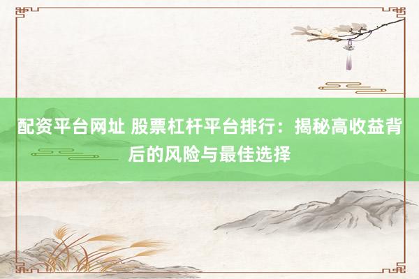 配资平台网址 股票杠杆平台排行：揭秘高收益背后的风险与最佳选择