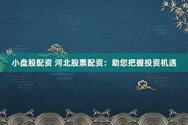 小盘股配资 河北股票配资:助您把握投资机遇