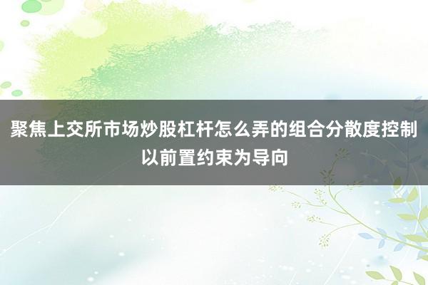 聚焦上交所市场炒股杠杆怎么弄的组合分散度控制以前置约束为导向