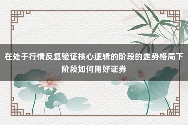 在处于行情反复验证核心逻辑的阶段的走势格局下阶段如何用好证券