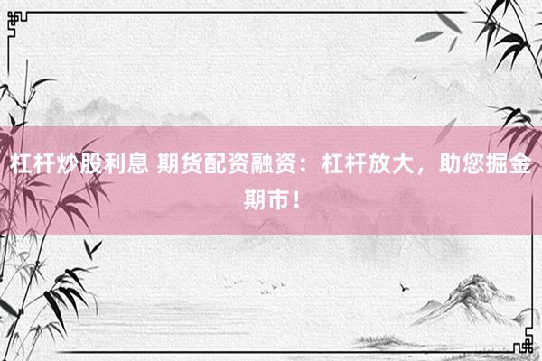 杠杆炒股利息 期货配资融资：杠杆放大，助您掘金期市！