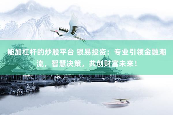 能加杠杆的炒股平台 银易投资：专业引领金融潮流，智慧决策，共创财富未来！