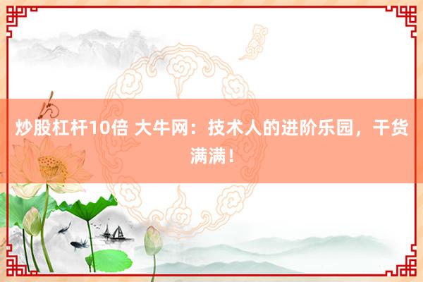 炒股杠杆10倍 大牛网：技术人的进阶乐园，干货满满！