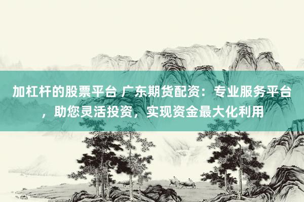 加杠杆的股票平台 广东期货配资：专业服务平台，助您灵活投资，实现资金最大化利用